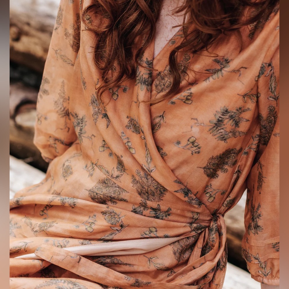 Cotelac Burnt Orange Leaf Printed Blouse